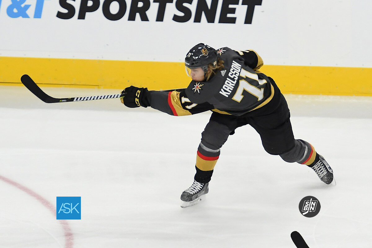 William Karlsson shooting the puck
