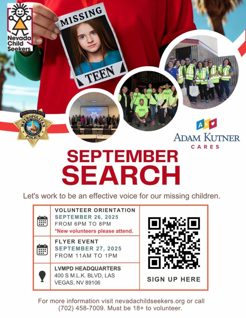 Adam Kutner Cares and Nevada Child Seekers September Search event.